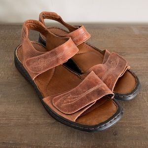 Josef Seibel Brown Leather Sandals Shoes 39 8-8.5